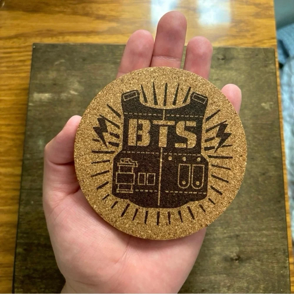 BTS Logo Laser Engraved Cork Coaster #4